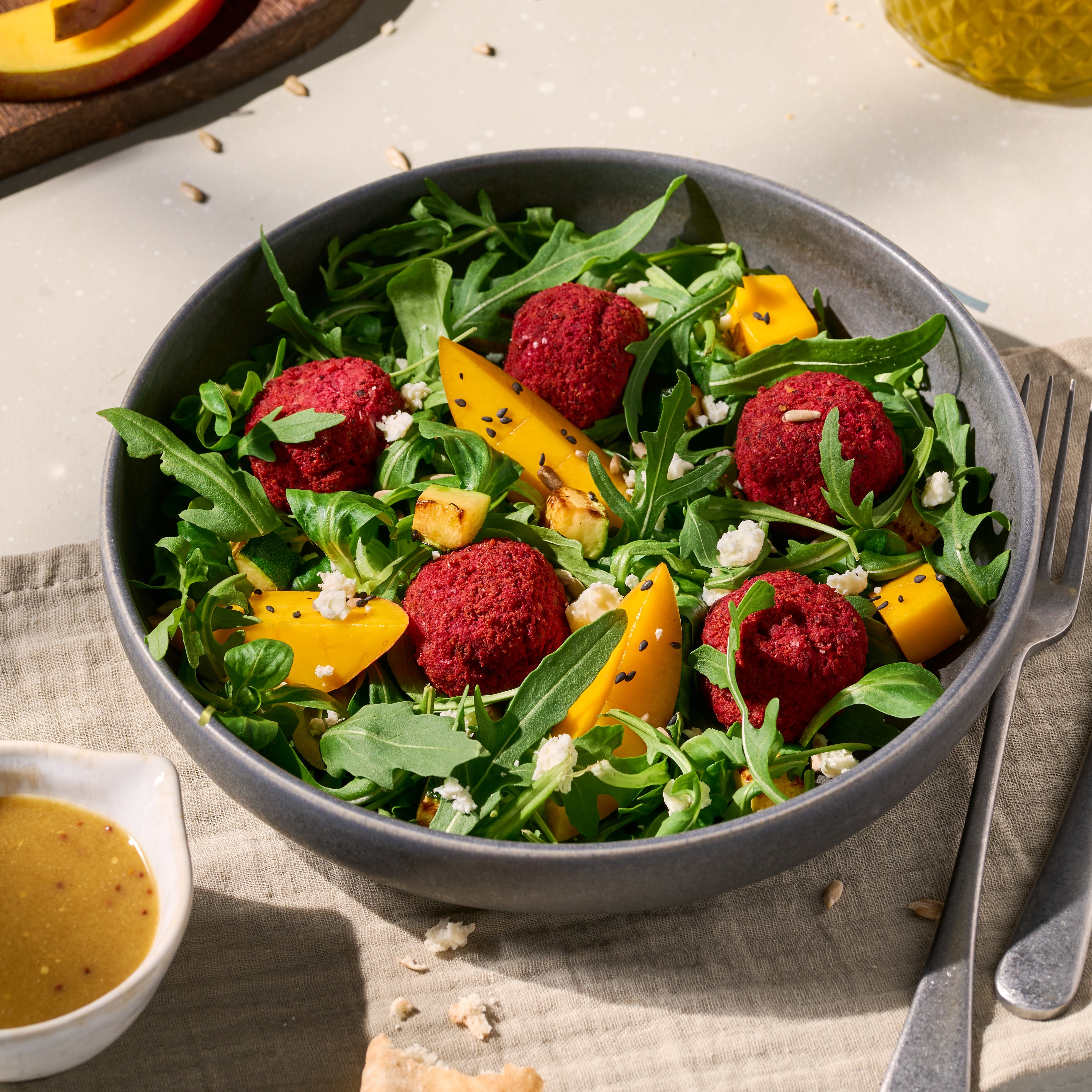 Reinforced salad with tahini sauce Reinforced salad with tahini sauce