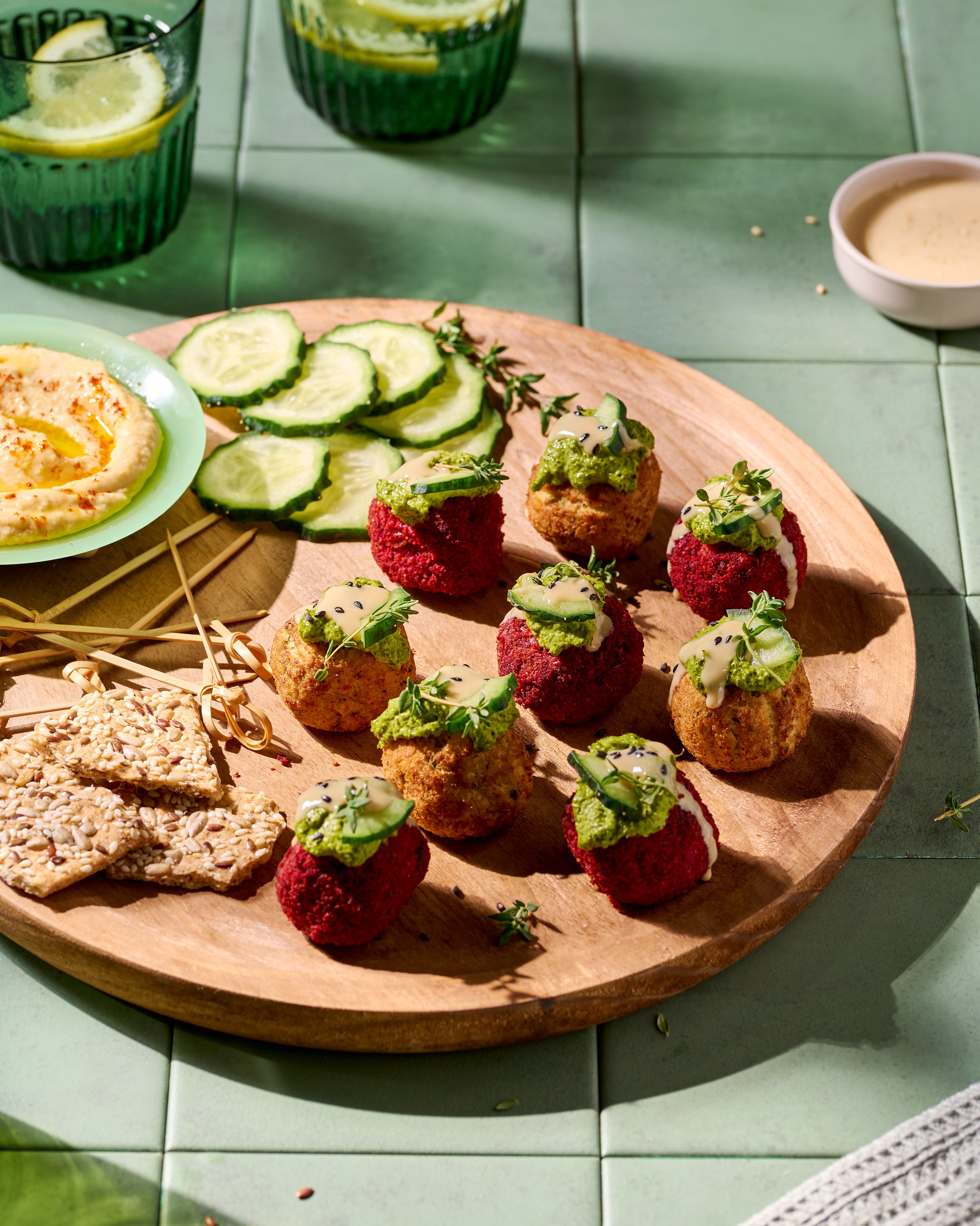 Original and beetroot falafel  appetizer Original and beetroot falafel  appetizer