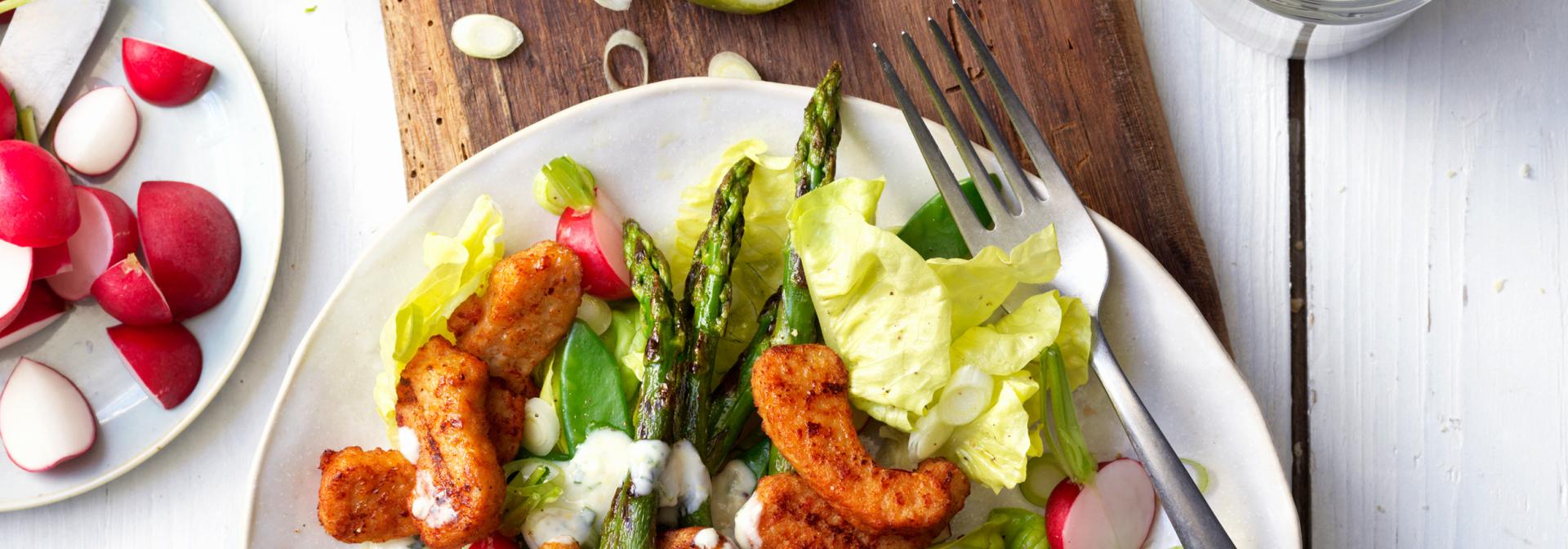 Chargrilled Pieces Spring Salad with Aspargus