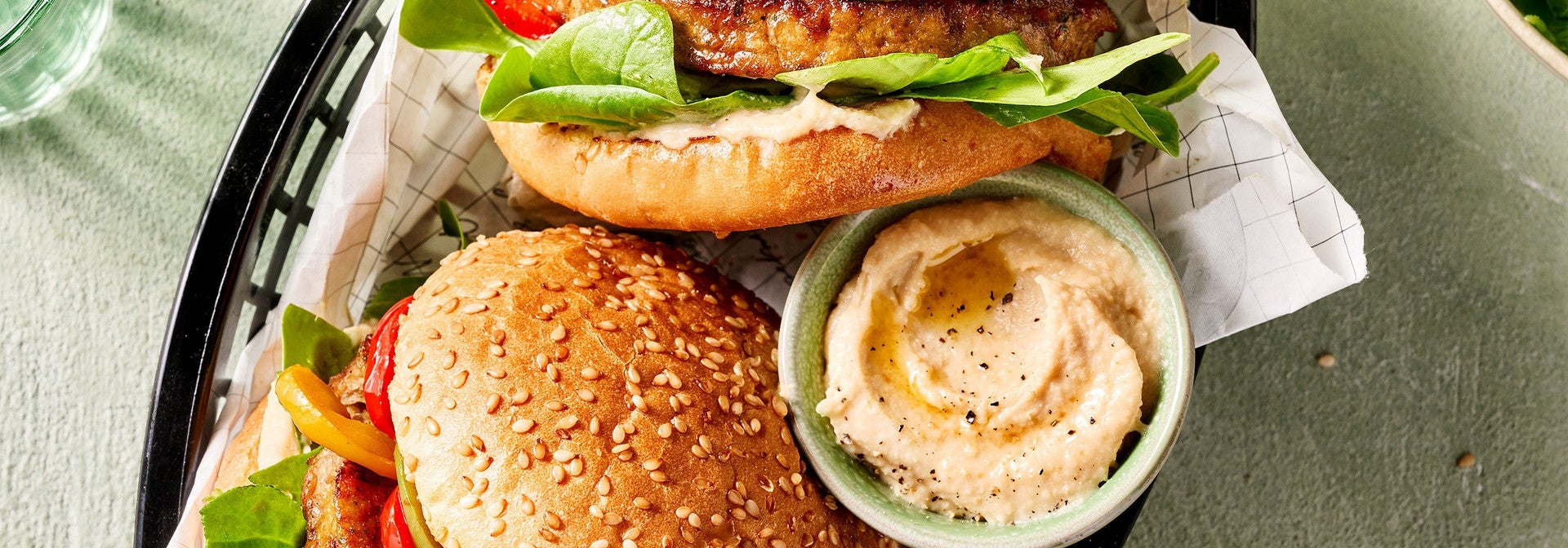 Hummus and Grilled Bell Pepper Burger