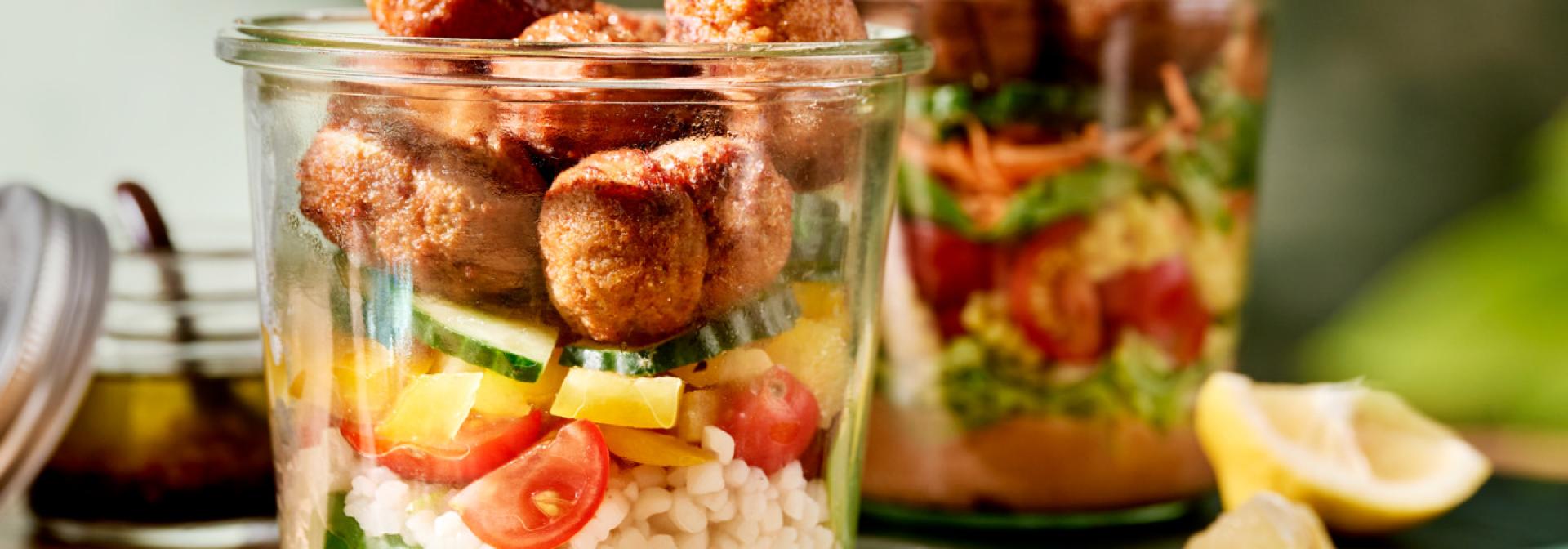 Falafel Couscous Salad in a jar