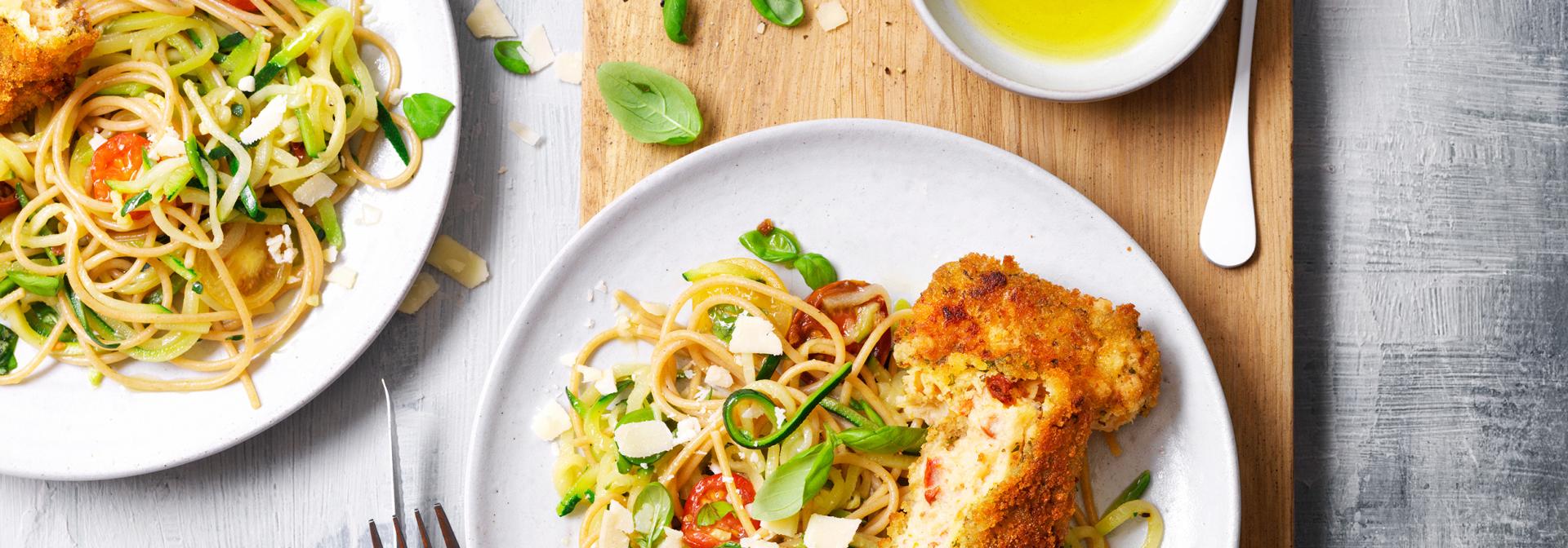 Courgetti spaghetti with Tuscan Carré