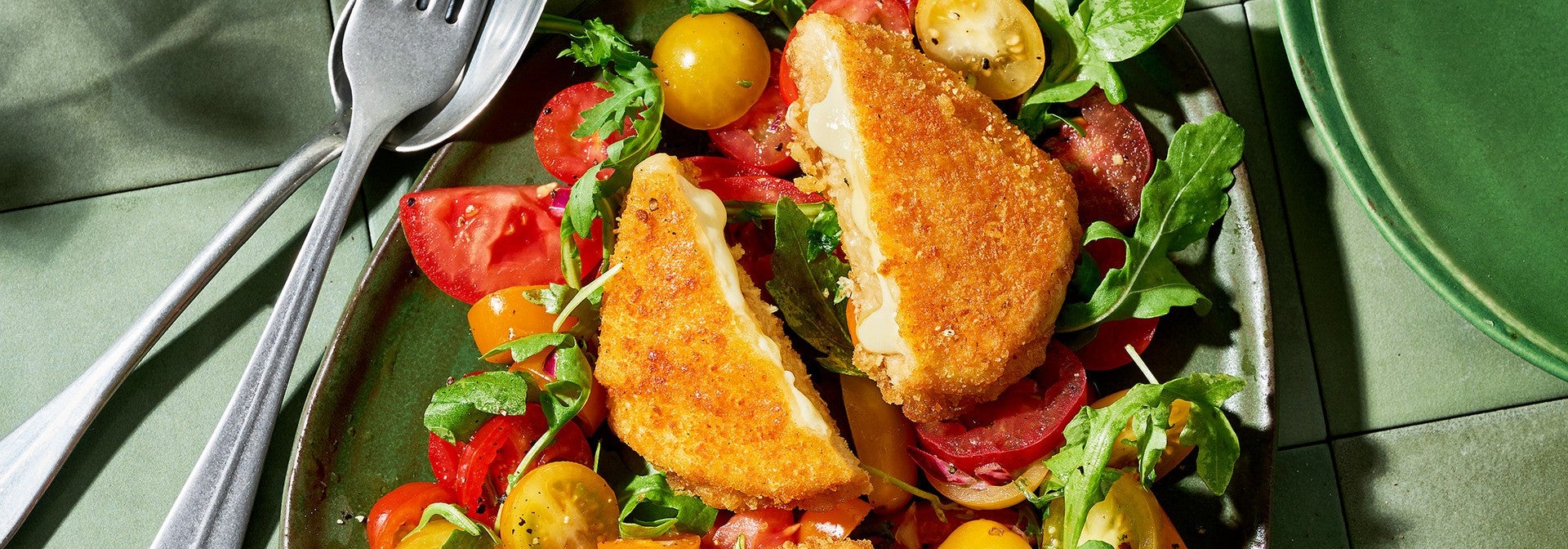 cheese schnitzel salad