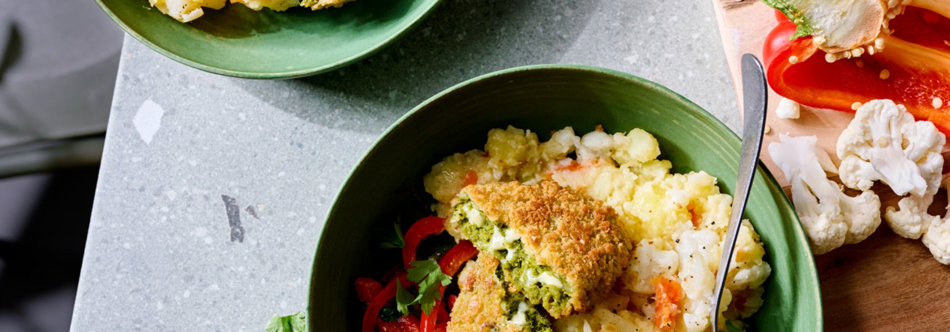 Spinach Cheese Rondo Cauliflower Mash