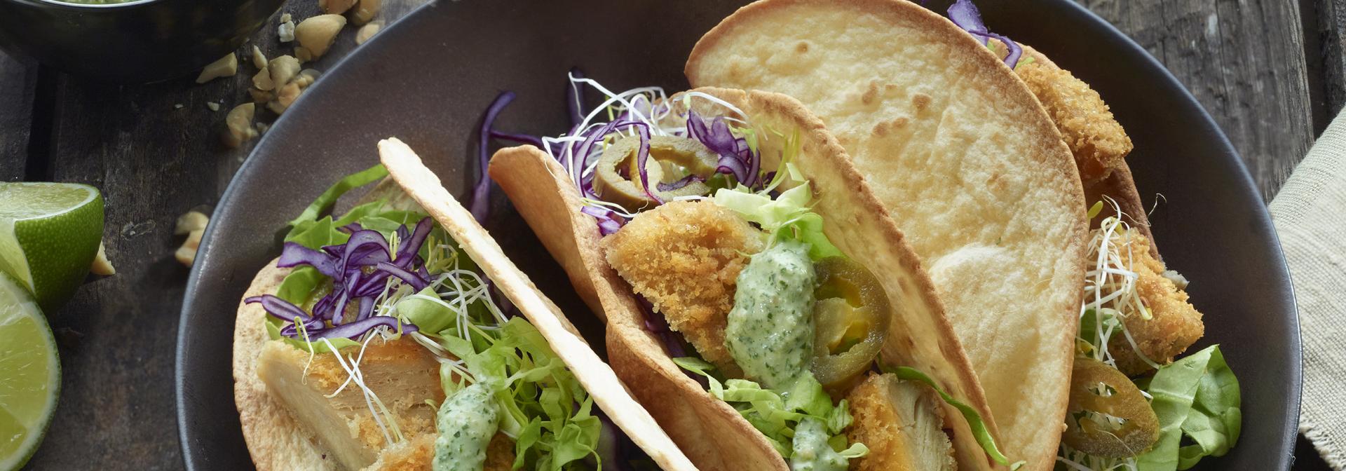 Sensational Breaded Chicken Tender Tacos with Lime Sauce