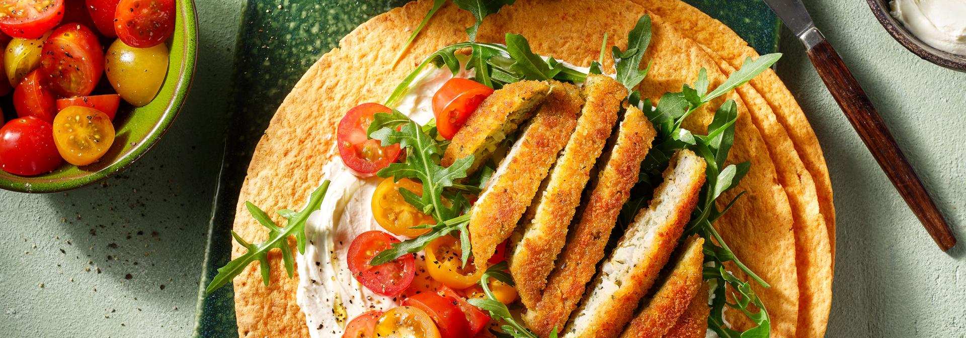 Vegetable tortilla with 99kcal Cauliflower Schnitzel