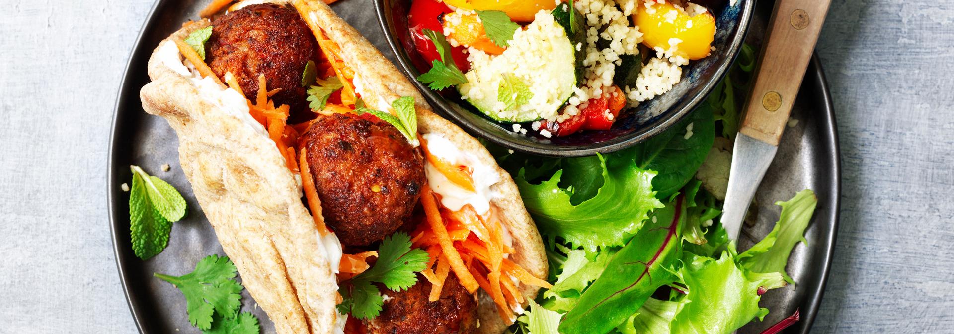 Fiery Red Pepper Falafel Pita