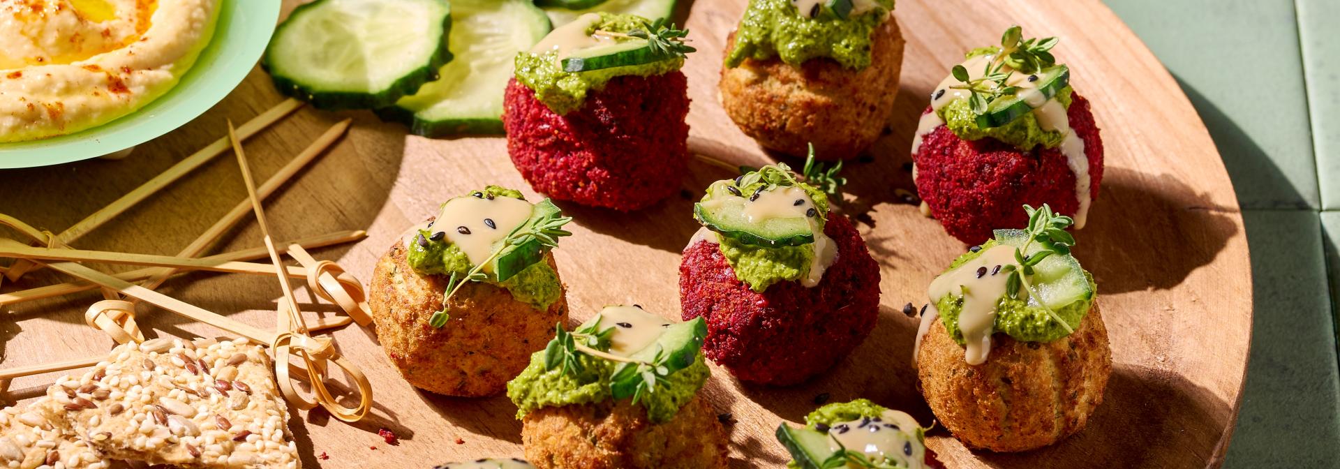 Original and beetroot falafel  appetizer