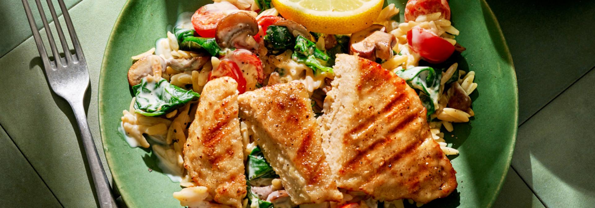 Vegan Filet Chicken Style with Orzo