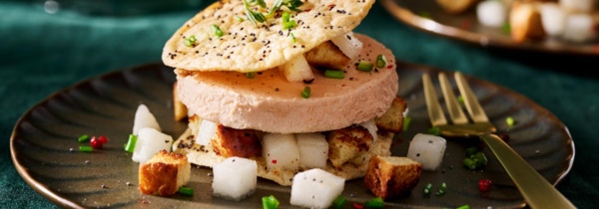 Dough Leaves of Foie Gras with Pear