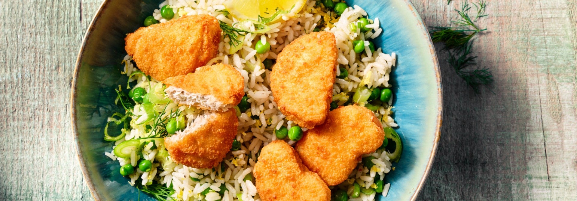Lemon rice with nuggets