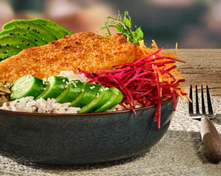 Poke Bowl with Vegan Schnitzel