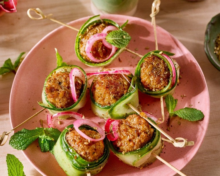 Falafel balls cucumber rolls