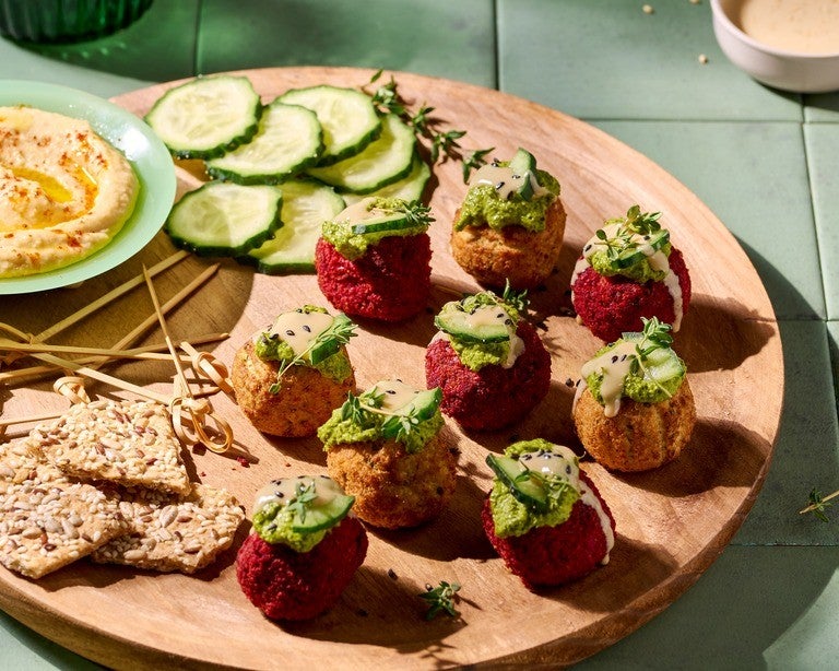 Original and beetroot falafel  appetizer