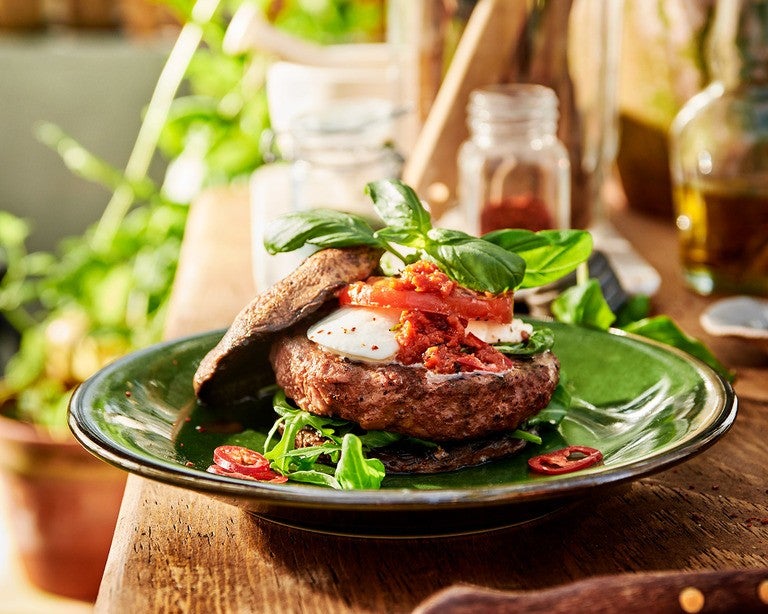 Sensational Portobello spicy &quot;caprese&quot; Burgers