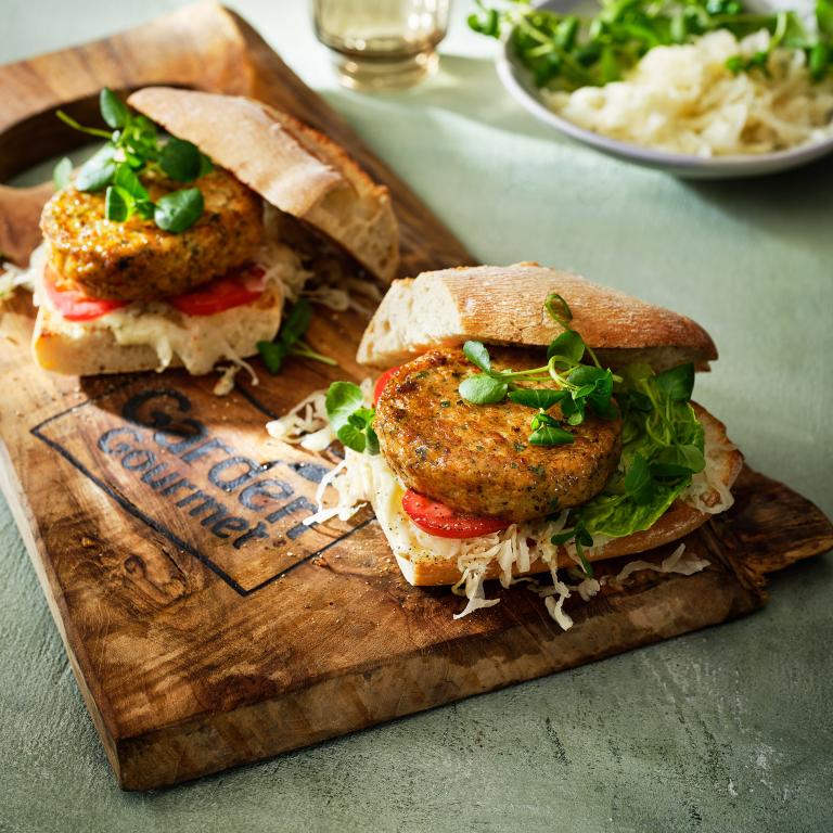 Frikadellen Sandwich with Sauerkraut salad