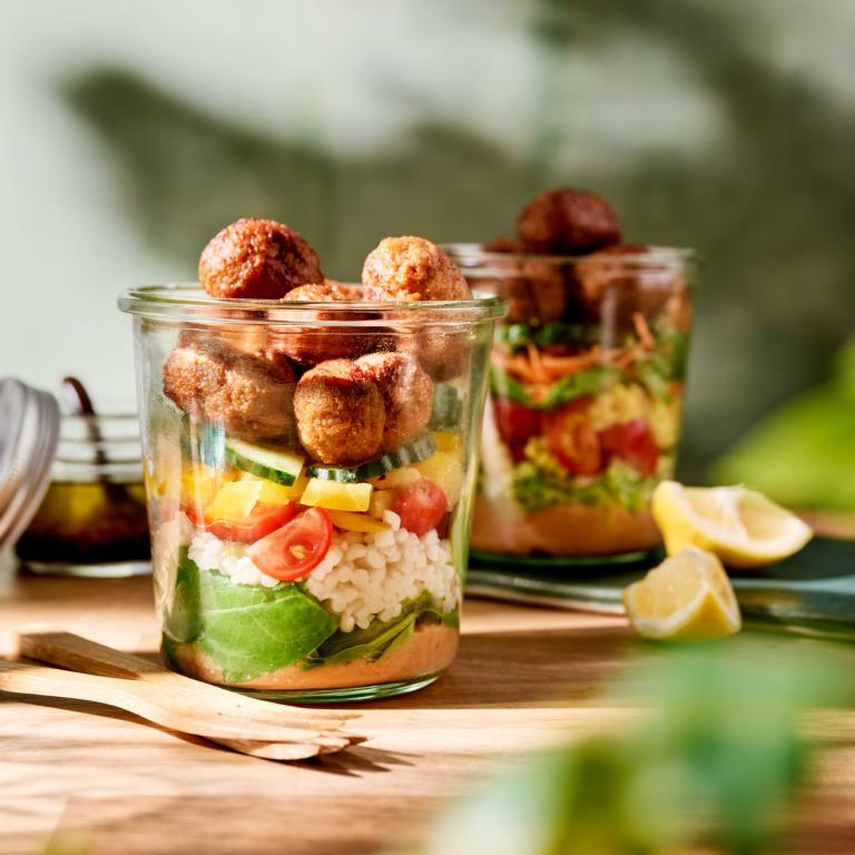 Falafel Couscous Salad in a jar
