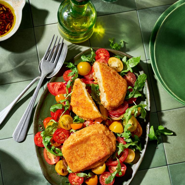 cheese schnitzel salad