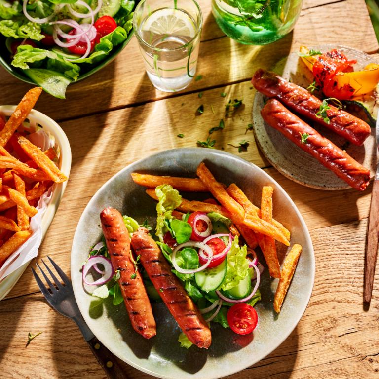 Vegan Merguez with Sweet Potato and Fries