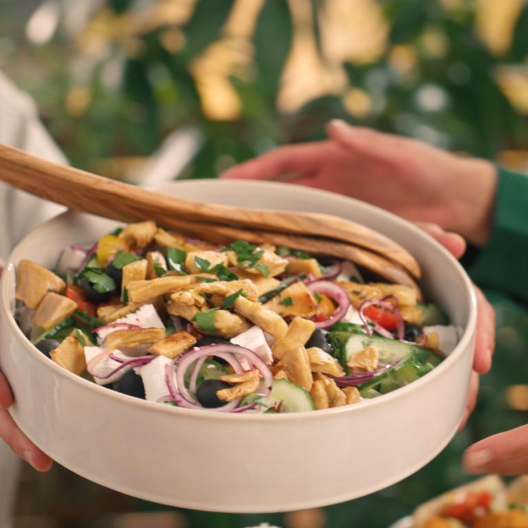 Vegan Greek Salad with Filet Pieces