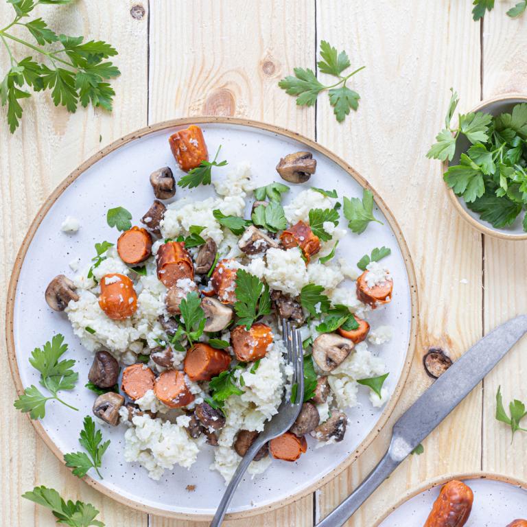 Cauliflower with Franfurters