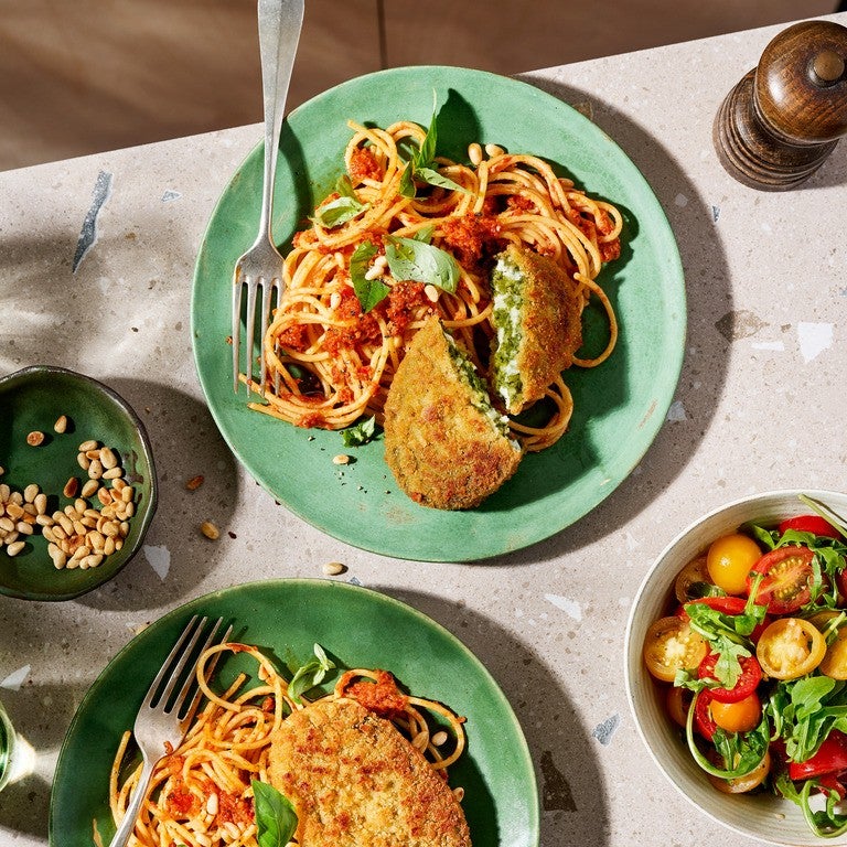 Pasta with spinach cheese