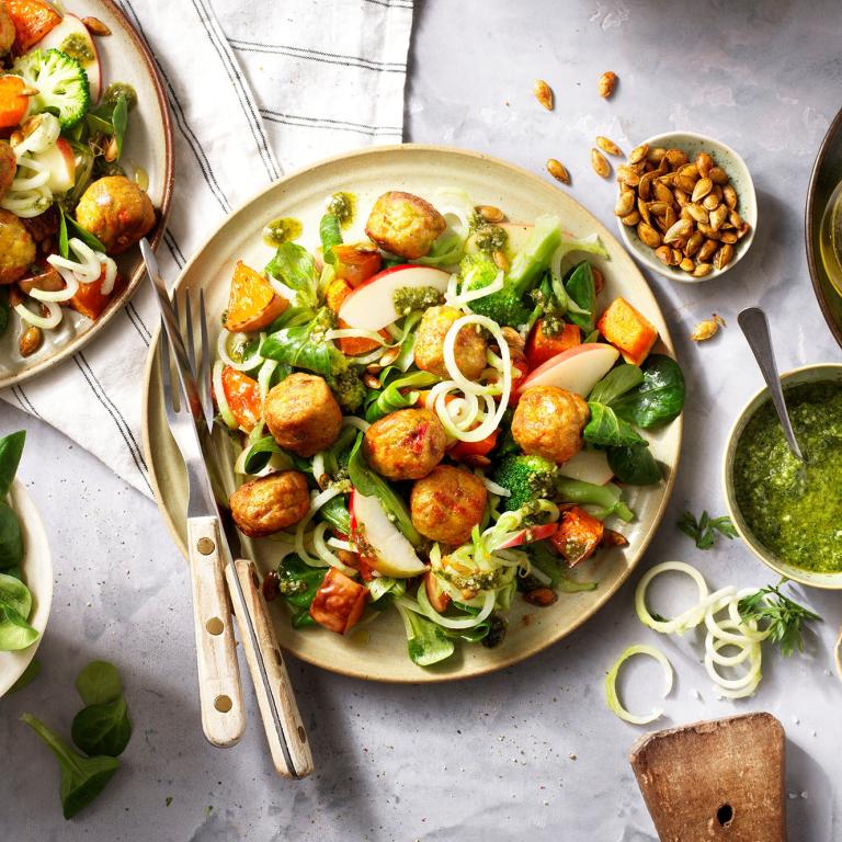 No Waste Salad with Vegetable Balls No waste salad