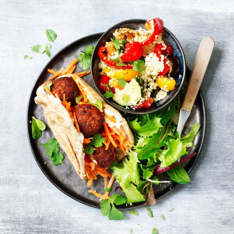 Fiery Red Pepper Falafel Pita