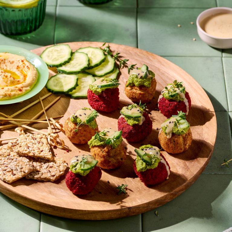Original and beetroot falafel  appetizer