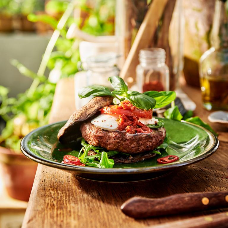 BBQ Sensational Portobello Caprese Burgers Sensational Portobello spicy "caprese" Burgers