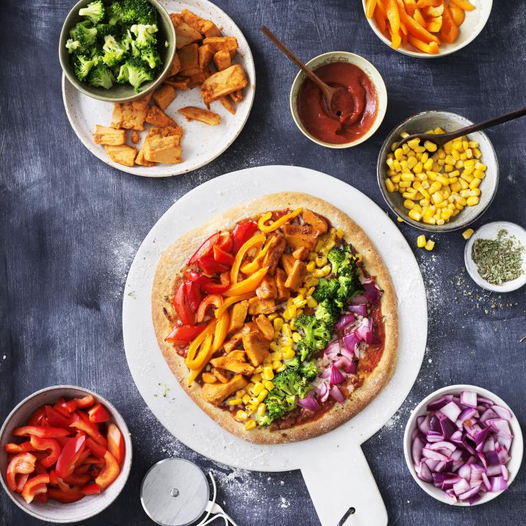 Rainbow Pizza with Marinated Pieces Rainbow Pizza