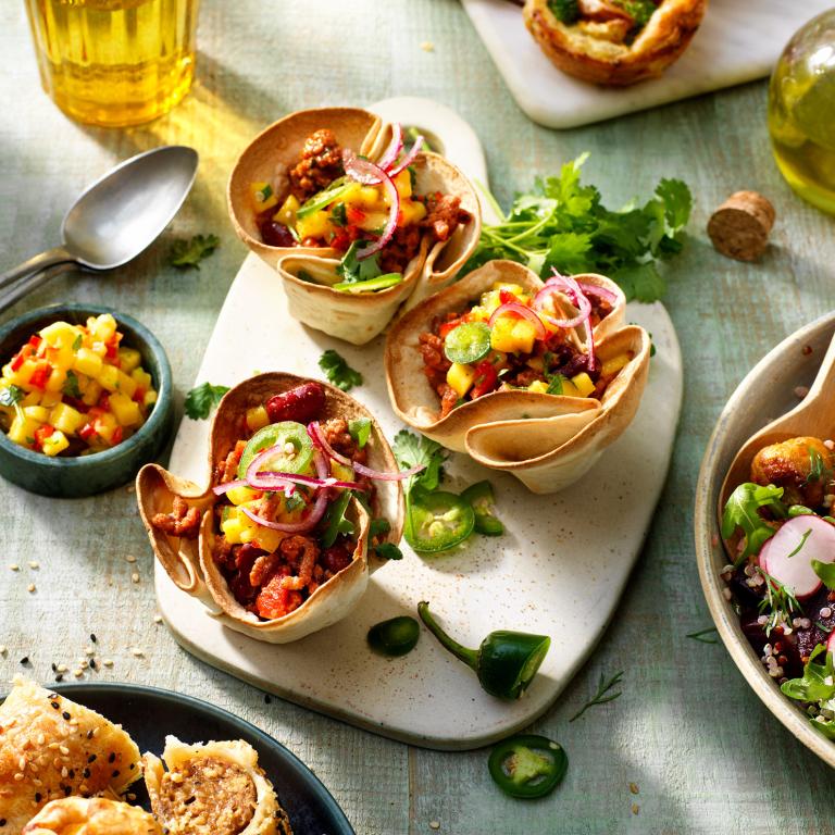 Mini taco cups with sensational mince