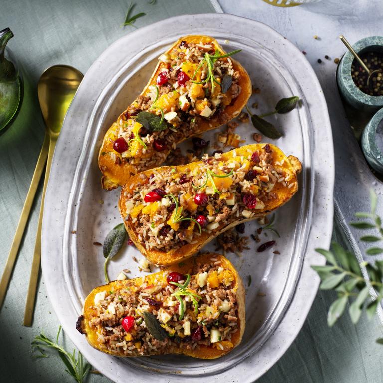 Stuffed Butternut Pumpkin with Vegan Mince