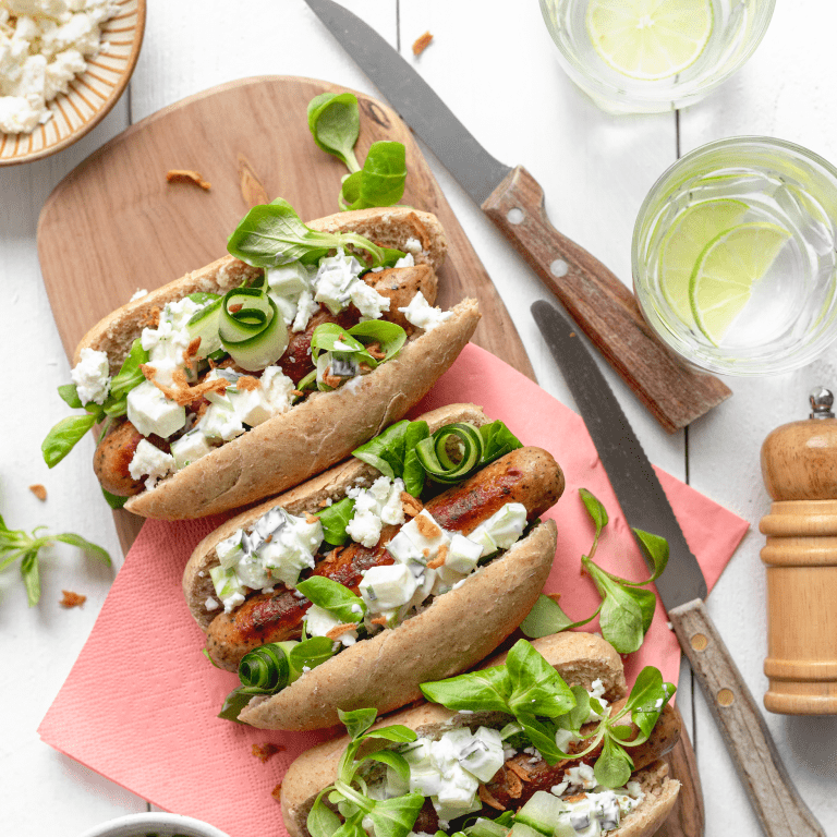 Hot dog with homemade green apple salsa